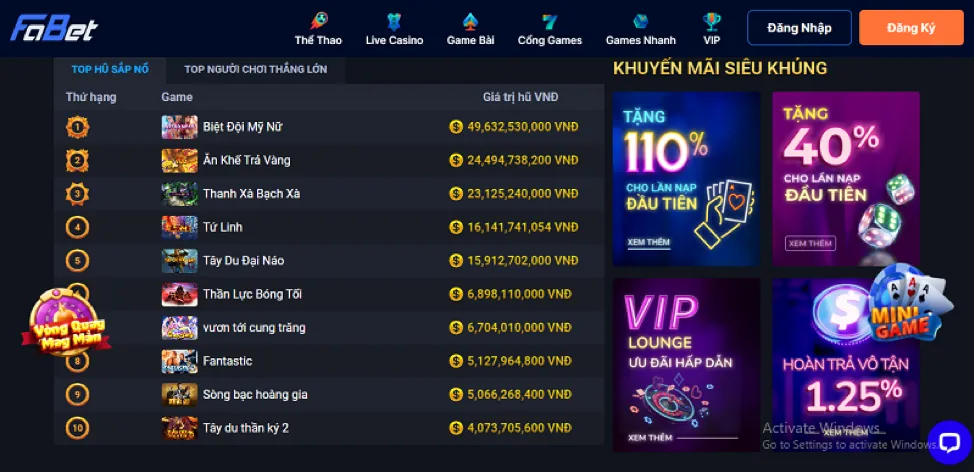 Trò chơi Jackpot cố định